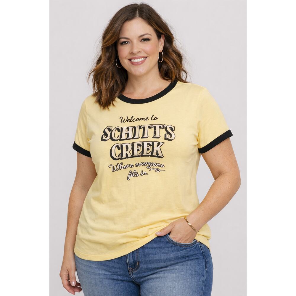 Schitt’s Creek Yellow Ringer Graphic Tee Women’s L “Welcome to Schitt’s Creek” - Picture 10 of 10